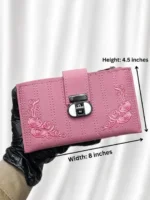 Elegant Embroidered Synthetic Leather Clutch Wallet for Women - Image 5