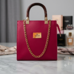 Crimson Saffiano Leather Satchel Bag