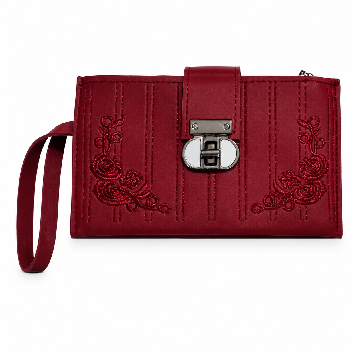 embroidered synthetic leather clutch wallet maroon pakistan