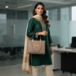 Crimson Saffiano Leather Satchel Bag - Image 3