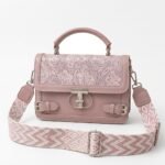 Dusty Rose Floral Embossed Vegan Leather Satchel Bag