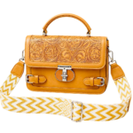 Embossed Floral Crossbody Satchel Structured Bag