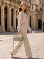 Embossed Floral Crossbody Satchel Bag in Tan Leather - Triple H Traders