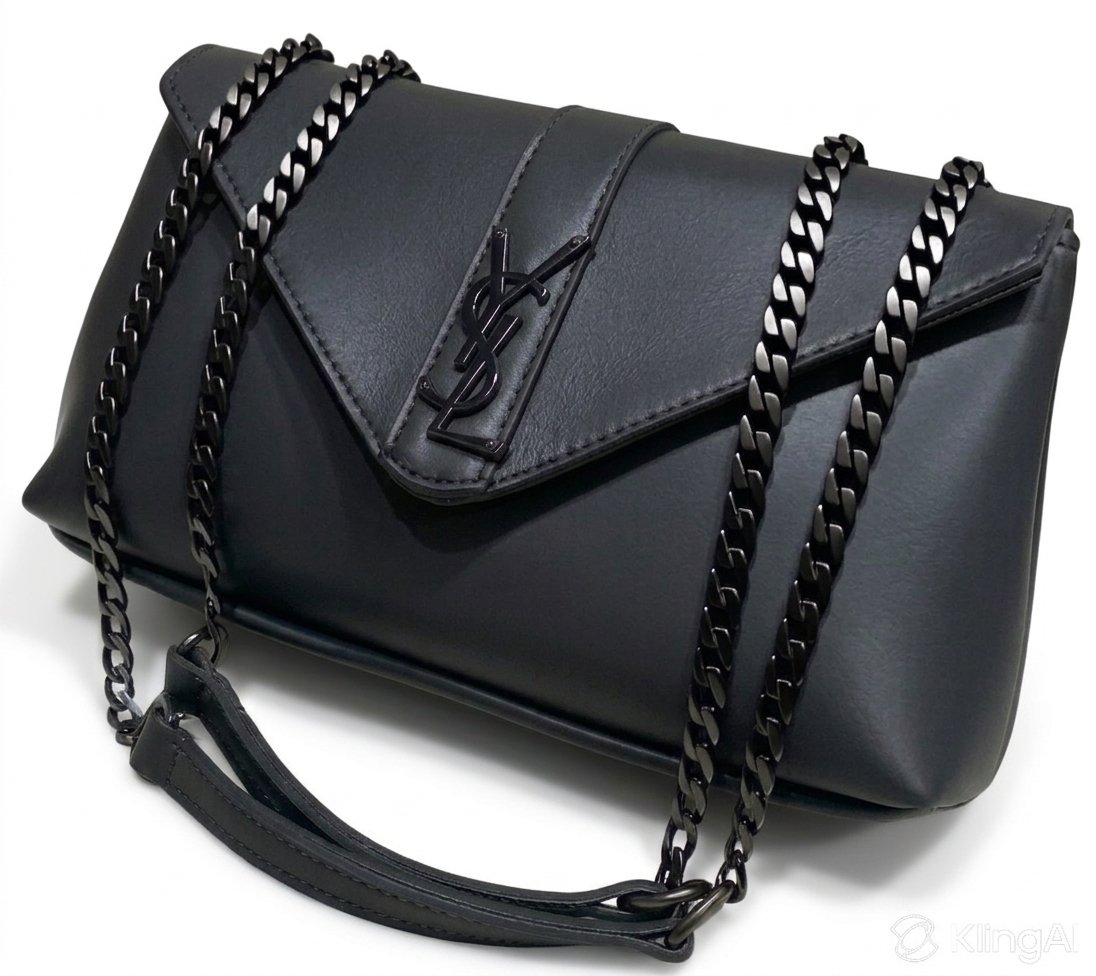 charcoal black women stylish chain shoulder bag with metallic emblem lock