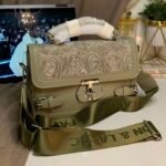 Embossed Floral Crossbody Satchel Structured Bag - Image 7
