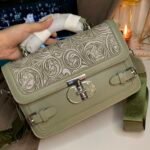 Embossed Floral Crossbody Satchel Structured Bag - Image 8