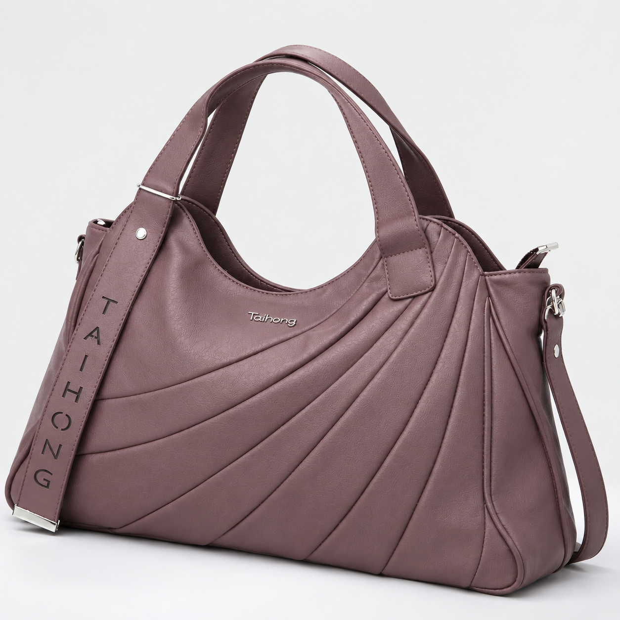 Taihongyoupin dusty mauve purple pleated shoulder bag